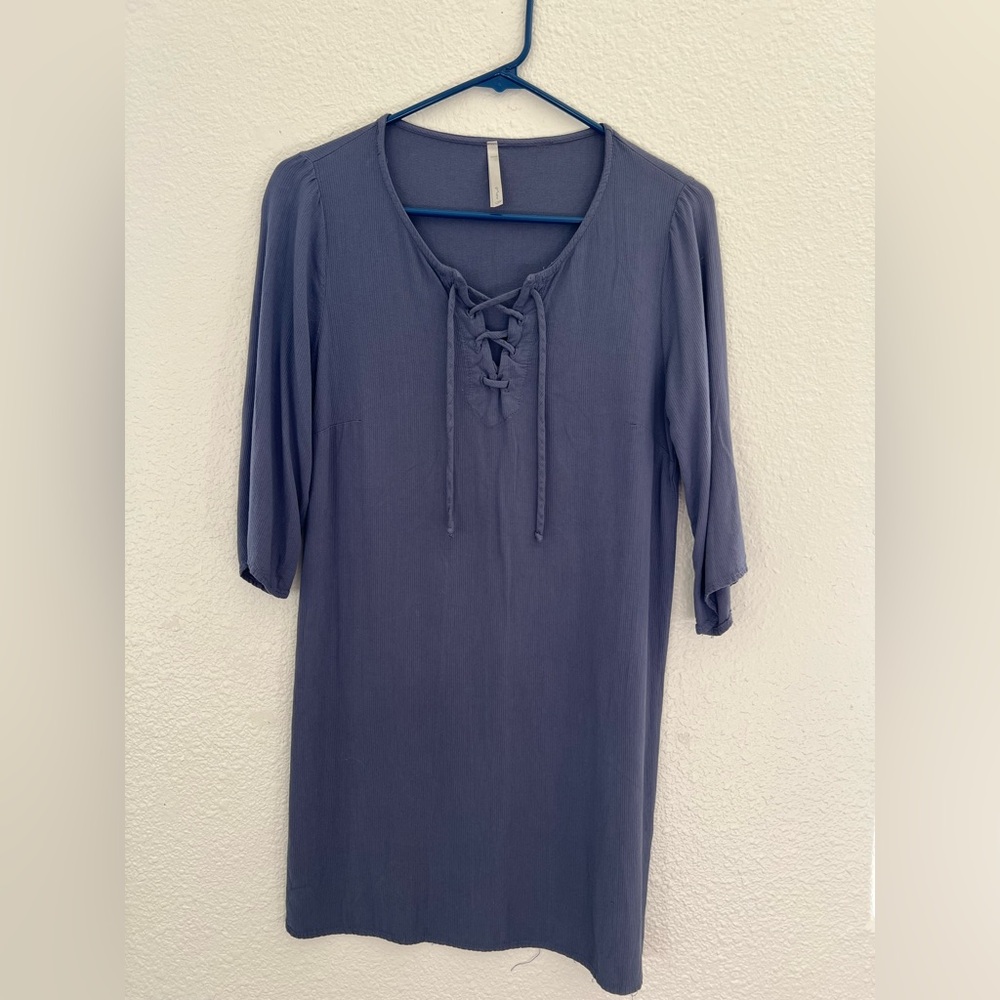 Mono B Slate Blue Lace-Up Tunic